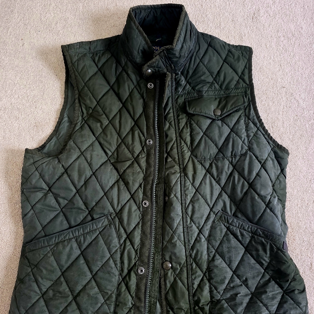 Ralph Lauren Polo Olive Green Quilted Vest